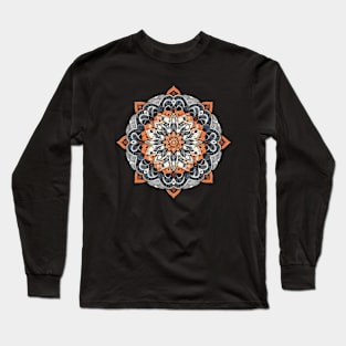 Mandala Orange Gray 1 Long Sleeve T-Shirt